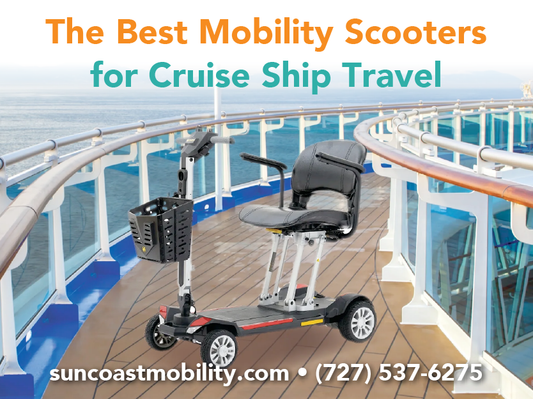 Golden Technologies Buzzaround CarryOn Foldable Mobility Scooter on Cruise Ship Deck